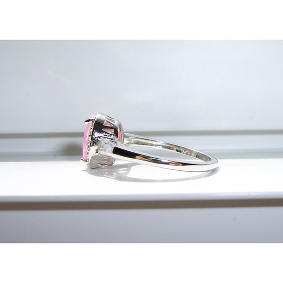 925 STERLING SILVER Lab Created Pink Opal CZ Ring - Picture 10 of 16